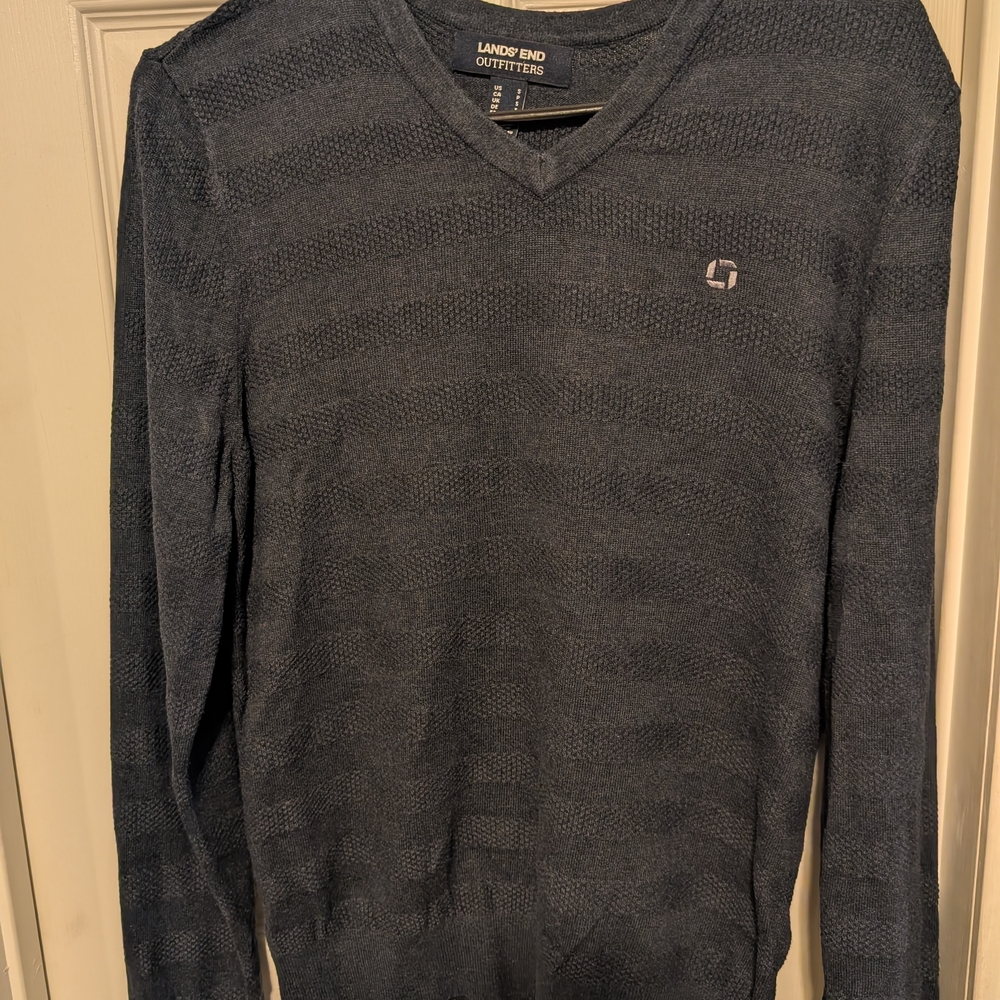Chase Lands' End Men's Navy Blue V-Neck Sweater